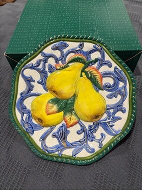 Fitz and Floyd Florentine Fruit Canape Plate - Pears NIB